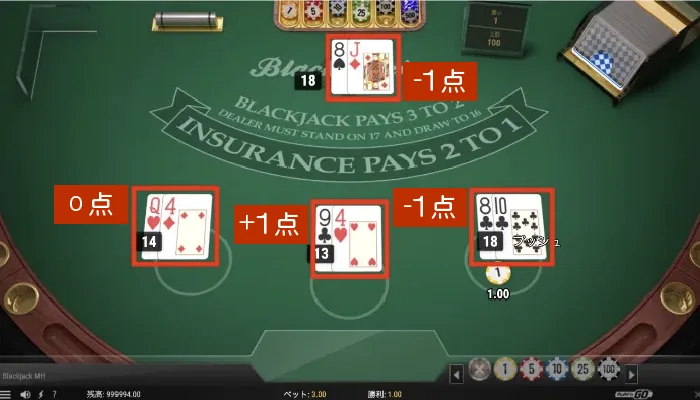 ブラックジャックのプレイ画面3