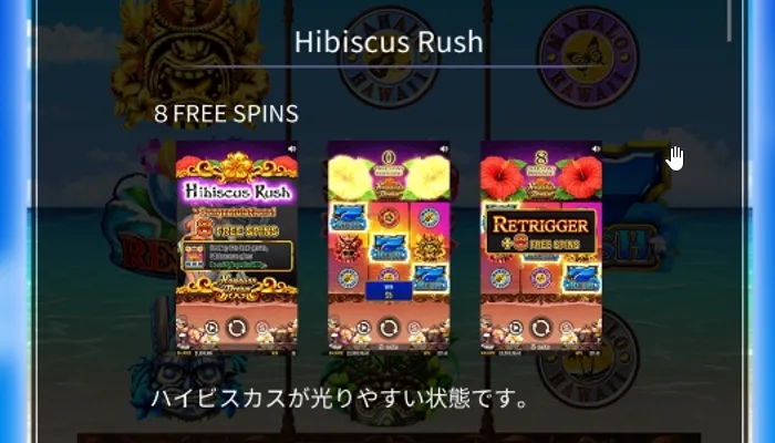 ハワイアンドリームのボーナス「ハイビスカスラッシュ」